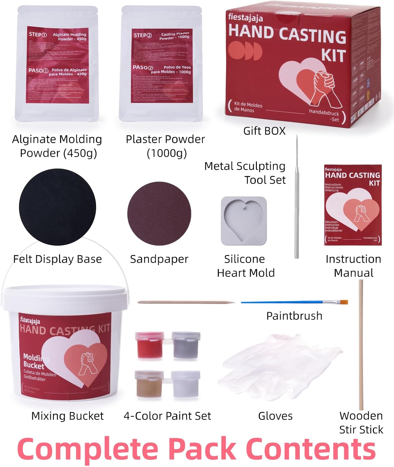 Fiestajaja Hand Casting Kit for Couples, Hand Mold Kit for Adults & Kids, Anniversary Engagement Wedding Birthday Valentine Gifts for Her or Him,Boyfriend Girlfriend