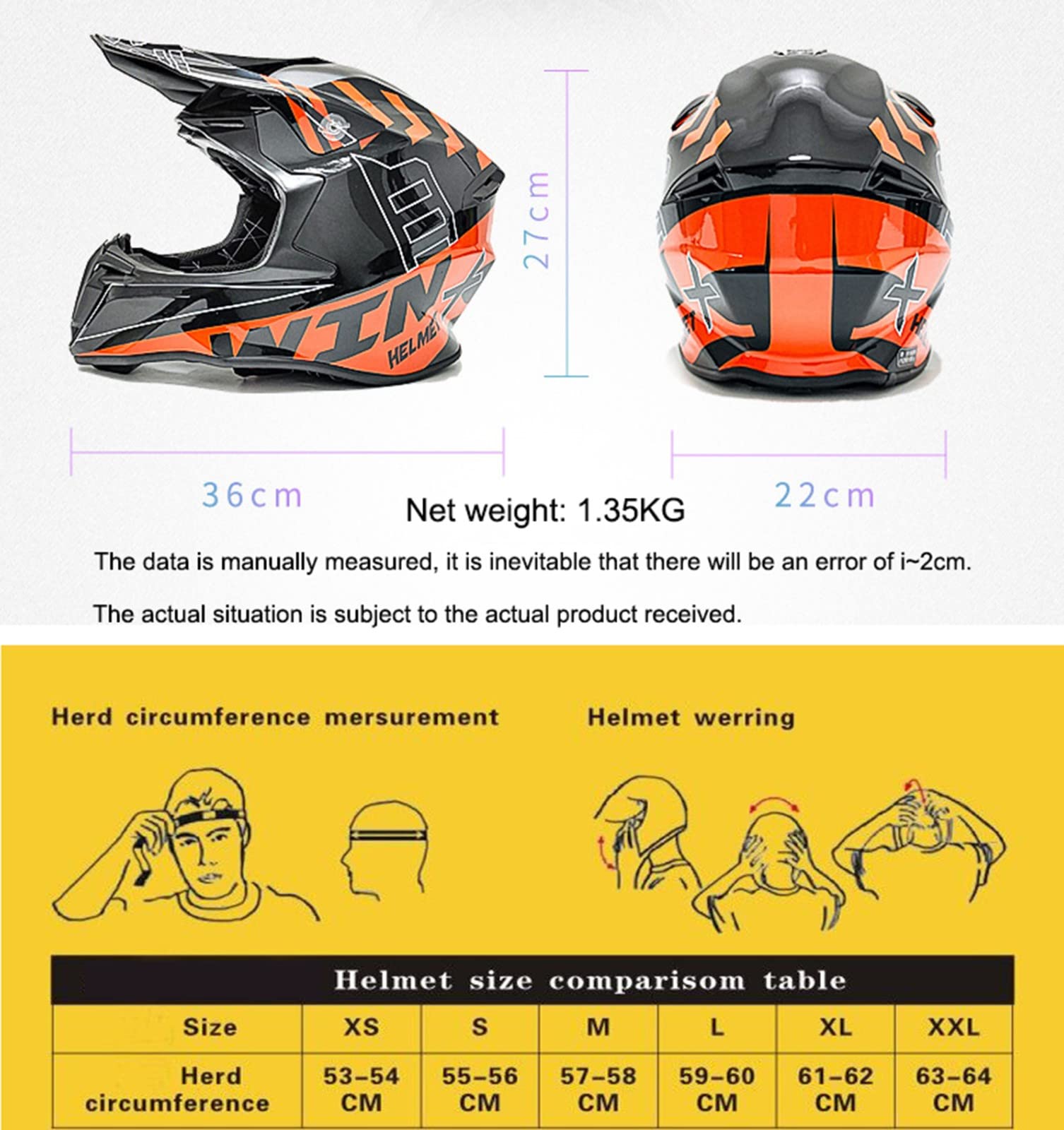 MRDEAR Fullface MTB Helm, Motorrad Crosshelm mit Brille (4 Stück/ Schwarz und Grün) Motocross Helm Herren Kinder Enduro Cross Helm Motorradhelm für Fahrrad Downhill Bike BMX Off Road ATV,L