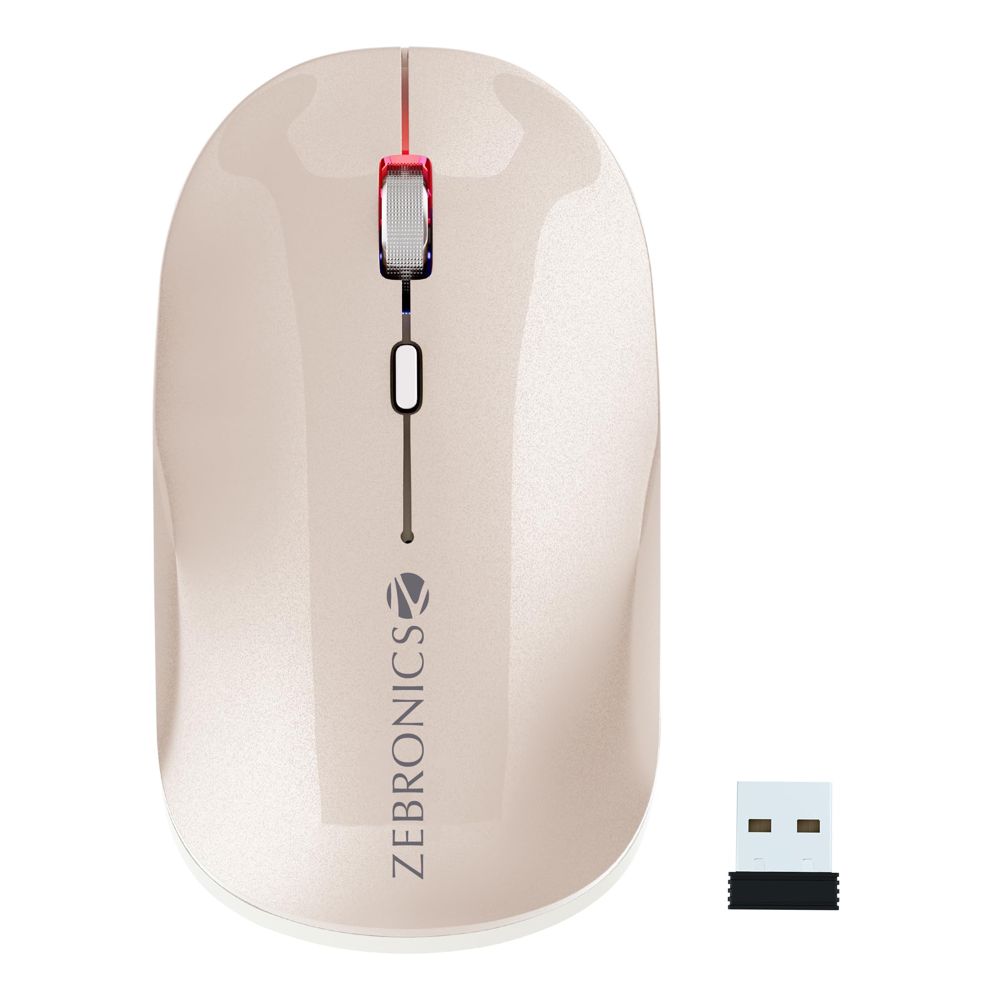 Poise Rechargeable Wireless Mouse, Dual Mode (2.4GHz + BT), Upto 1600 DPI, Silent Operation, 4 Buttons, Comfortable & Ergonomic, for Mac | Laptop | Computer (Pearl White)