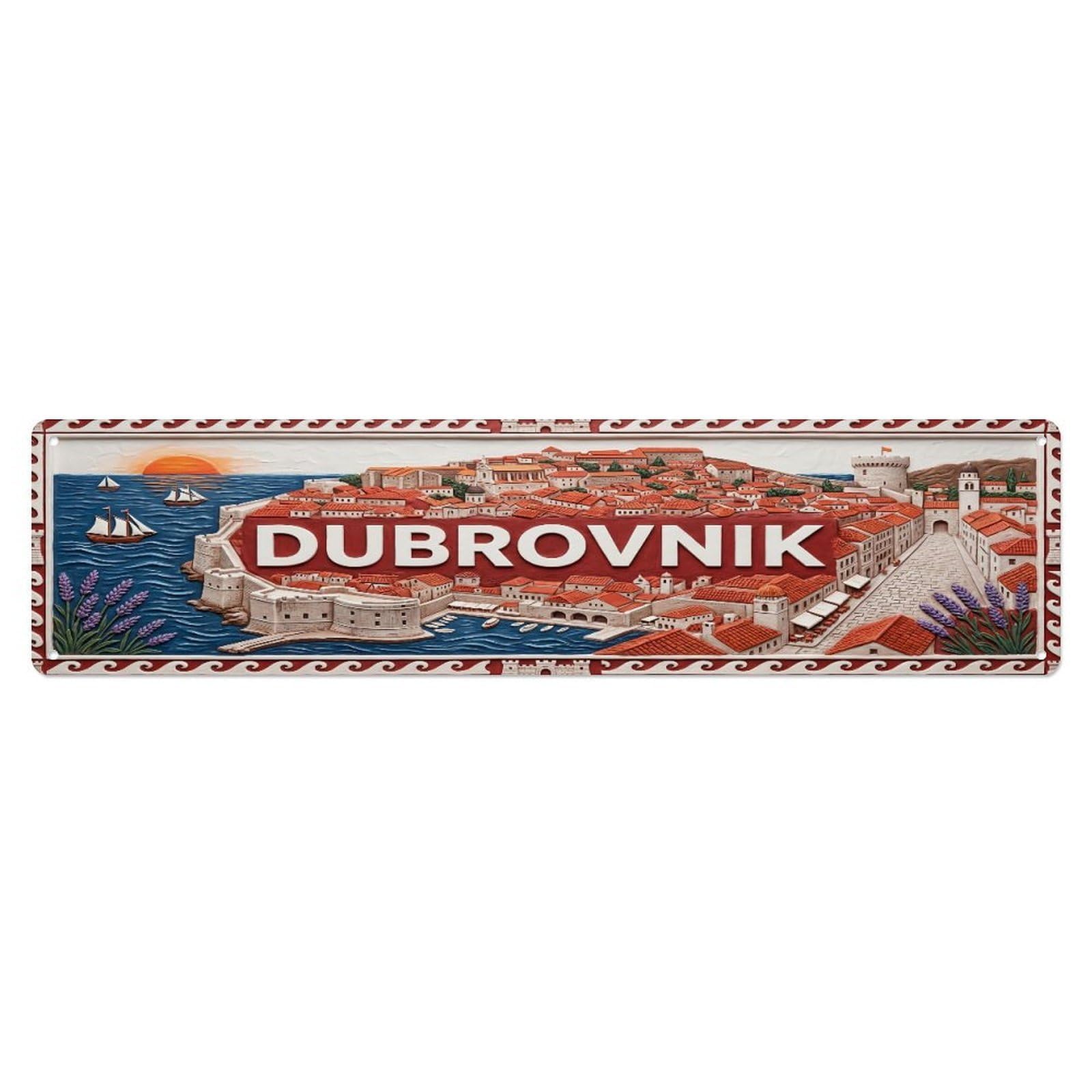 Xanthor Style Metal Tin Sign Vintage Dubrovnik Croatia Flag Pattern