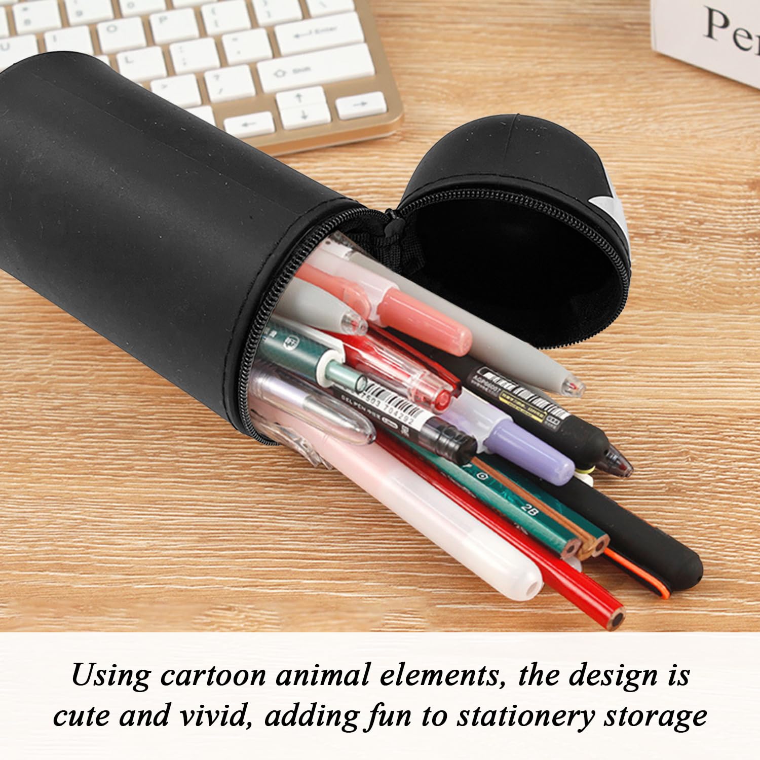 CYNOSURETECH 2 Pieces Of Silicone Folding Pen Holders, Cartoon Animal Element Pen Holders, Cute Pen Holders - Image 4