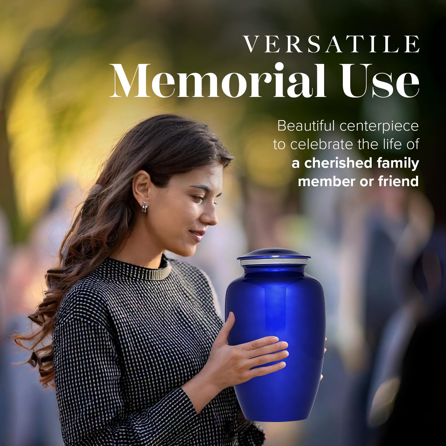 Eternal Harmony Cremation Urn for Human Ashes, Blue - Image 3