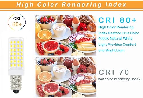 Miniatura 4 de Lamsky Bombilla LED E14 luz diurna blanca 6000 K 120 V, base europea E14 para bombillas de campana extractora, bombilla de refrigerador, bombilla