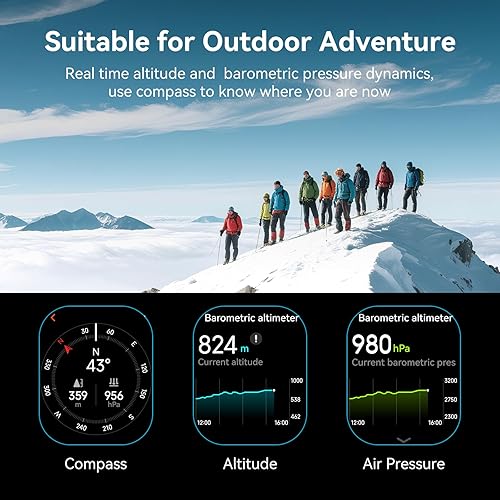 Miniatura 3 de Reloj inteligente GPS para hombresmujeres, reloj inteligente AMOLED HD de 2.06 pulgadas con brújulabarómetroaltitud, llamada Bluetooth, 110 +