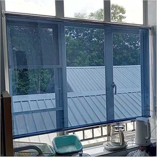 OKUOKA Persiana enrollable opaca que reduce el calor cortina de película espejada de privacidad unidireccional transparente para cocina oficina 60