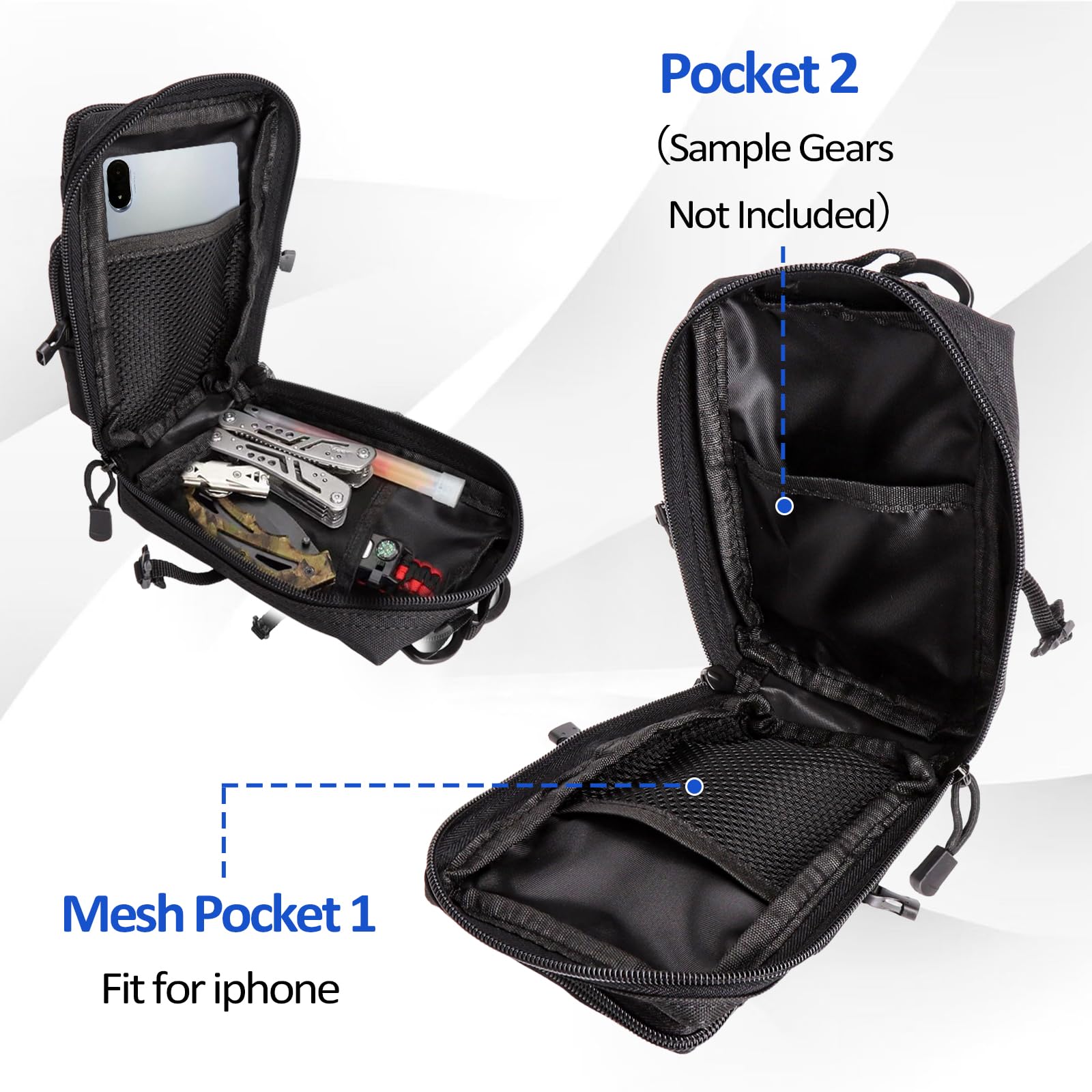 Torba taktyczna EDC, torba na biodro Molle, torba narzędziowa EDC, wielofunkcyjna torba na telefon, mini torba na biodra, do kempingu, wędrówek, jazdy na rowerze, z paskiem na ramię i