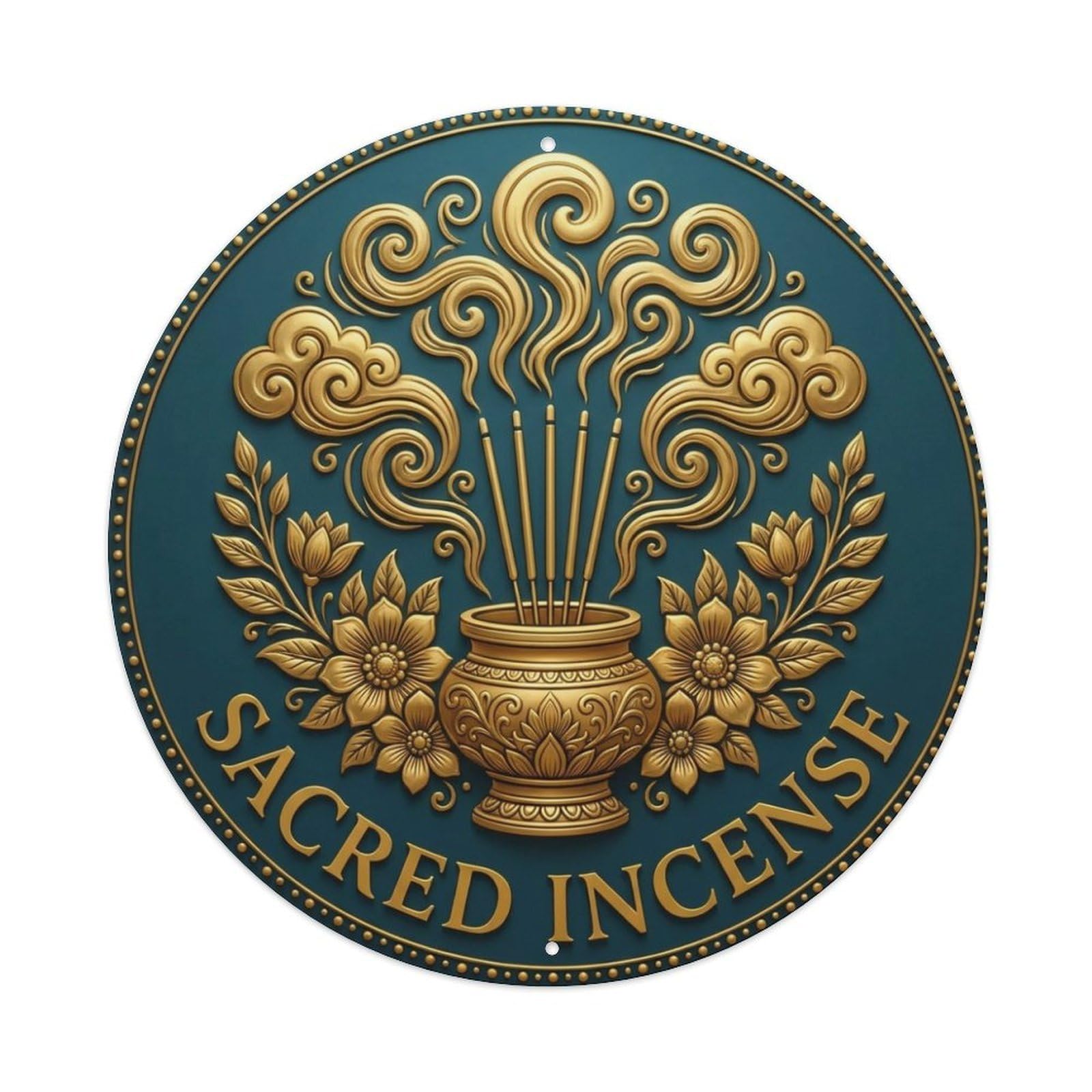 Vintage Sacred Incense Flower Zen Yoga Metal Tin Sign