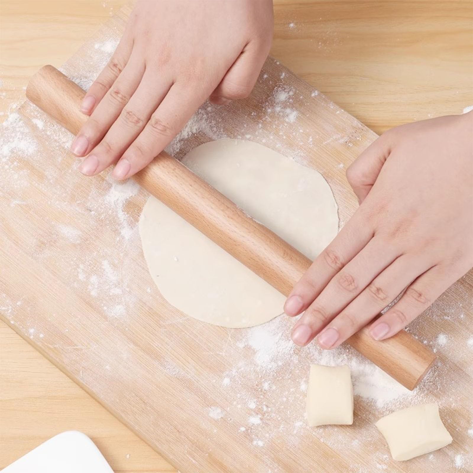 Rodillo de amasar cocina Rodillo Pequeño Para Dumpling/Wonton Wrappers, Kids Rodillo De Madera De Haya Para Hornear 16 25 30 40 Cm, Rodillos De Cocina Para Tortilla Pizza Fondant Galleta(LxD40x2.7cm/1