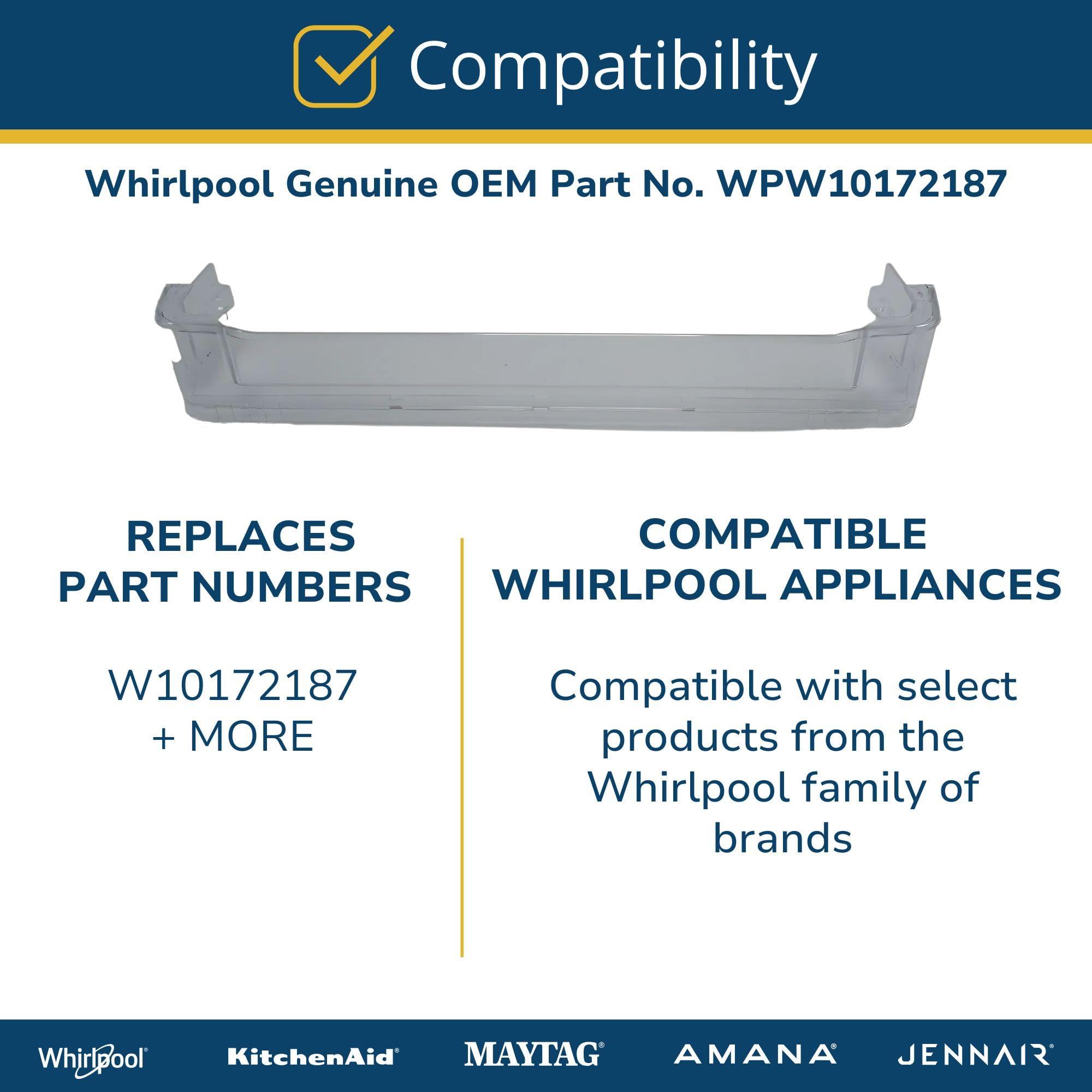 Amazon.com: Whirlpool WPW10172187 OEM Refrigerator Door Shelf Bin