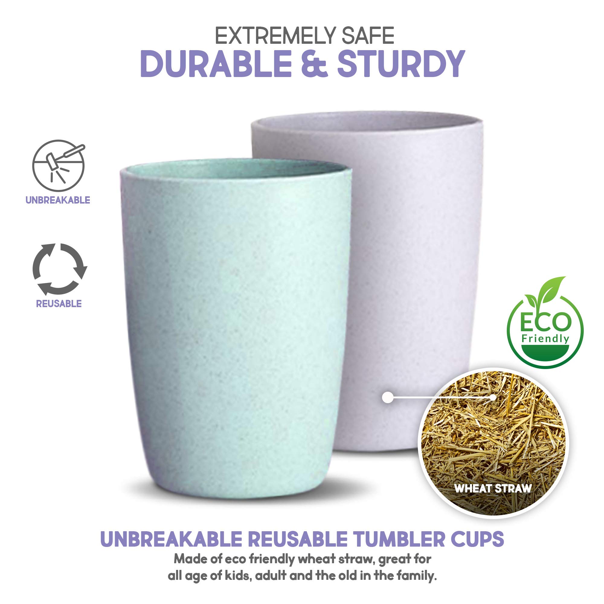 Wheat Straw Cup 4 Pcs Unbreakable And Reusable Drinking Cups 17 Oz Eco Friendly Healthy Tumbler Set For Milk Juice And Water Dishwasher Safe
