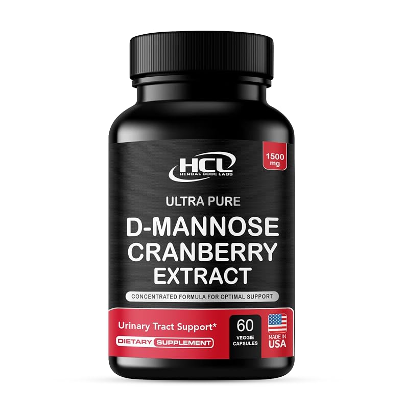 HCL HERBAL CODE LABS Suplemento de D-manose com extrato de cranberry 1500 mg, 60 cápsulas