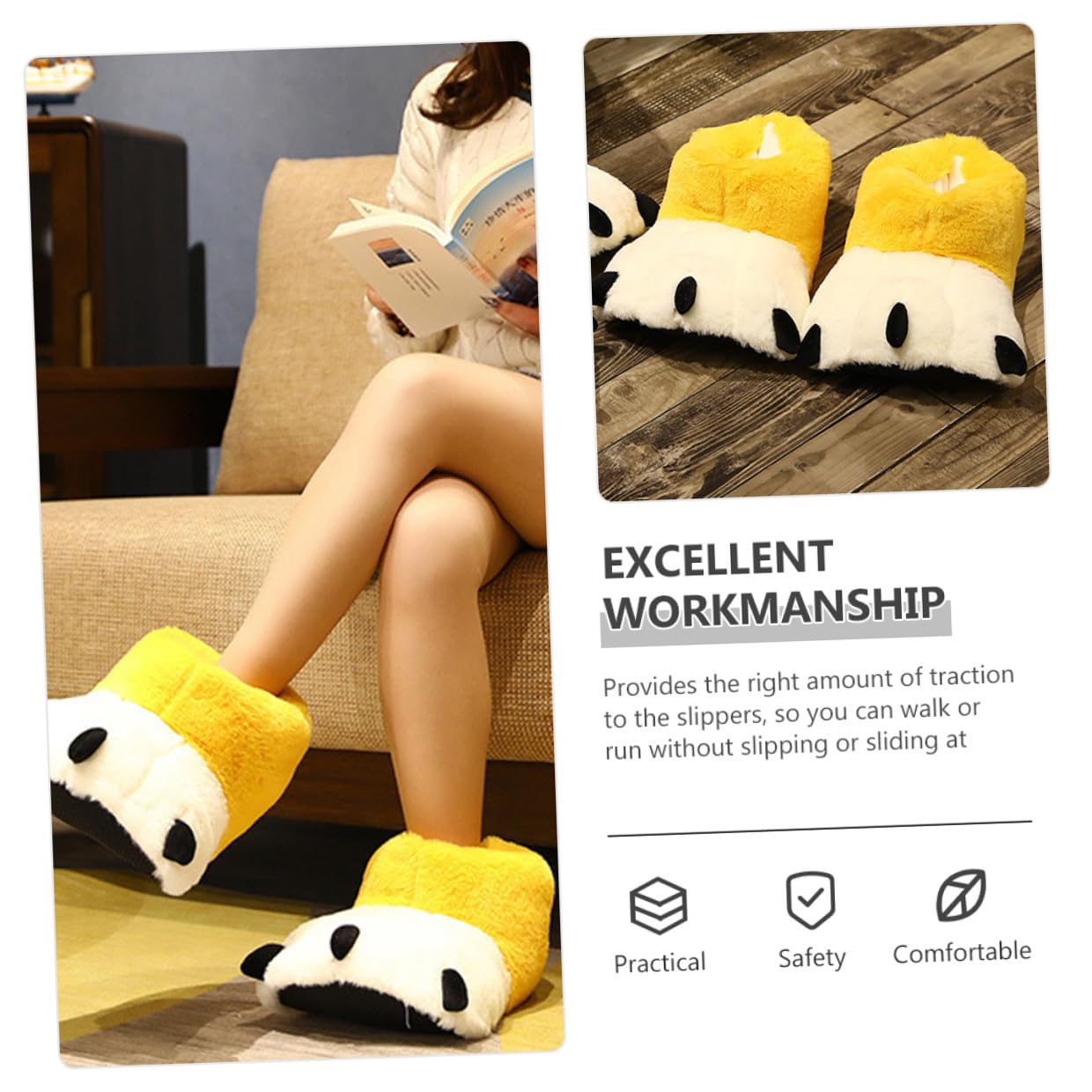 Gatuida Pantuflas Peludas de Invierno para Mujer, Talla Única 36-40