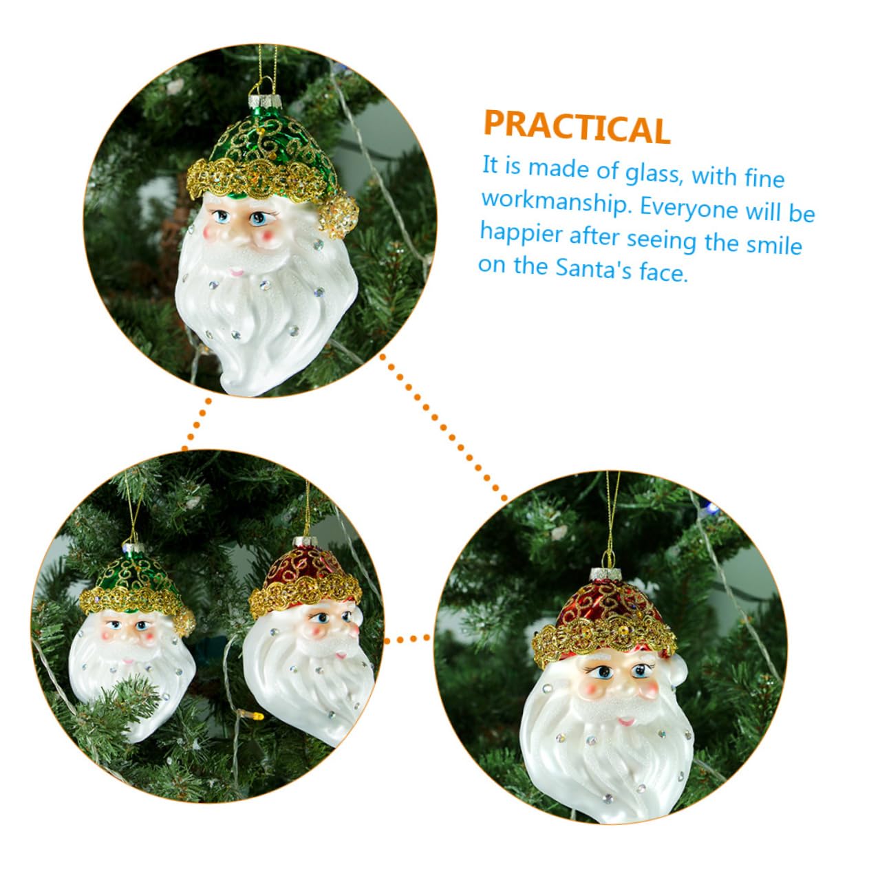 Ciieeo 4 Stück Weihnachtsmann-Ornamente Bruchsichere Weihnachtskugeln Christbaumschmuck weihnachtsdeko weihnachtsbaumdeko Weihnachtsbaum anhänger Weihnachtsbaum hängende Ornamente Glas