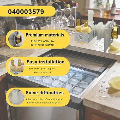 Miniatura 5 de 2026 Actualización 040003579 33129042 Máquina de hielo Ensamblaje de válvula de entrada de agua (OEM) 115120V 60Hz 5W para piezas de máquina de