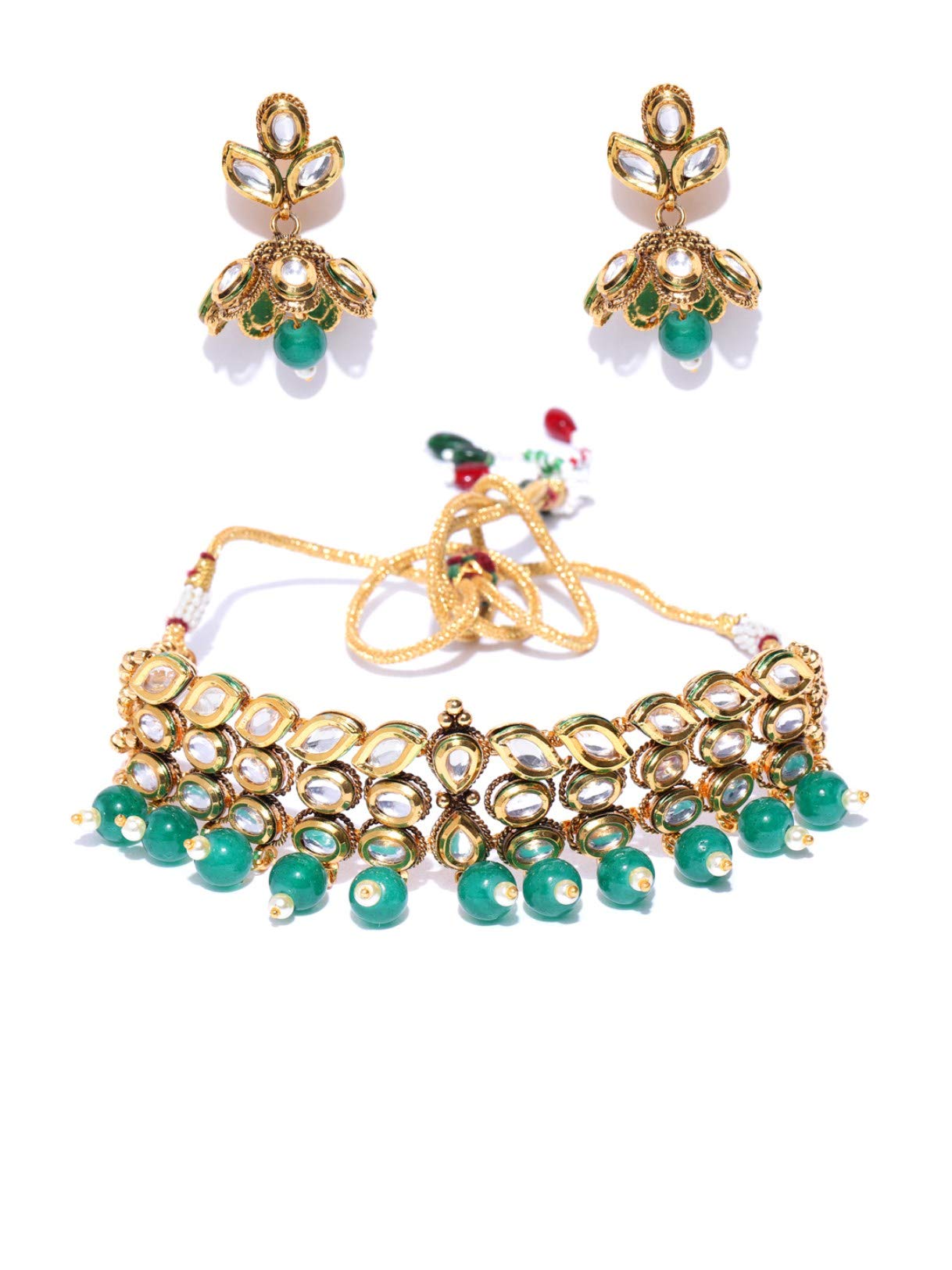 Priyaasi Green Beads And Kundan Choker Necklace Set With Earrings for Women (B07T4Y4CPW) Amazon Price History, Amazon Price Tracker
