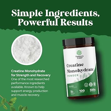 Micronized Creatine Monohydrate Powder for Men & Women - Pre & Post Workout Pure Creatine for Women & Men for Muscle Growth & Recovery - Raw Unflavored Nutritional Supplements for Muscle Gain - 500g