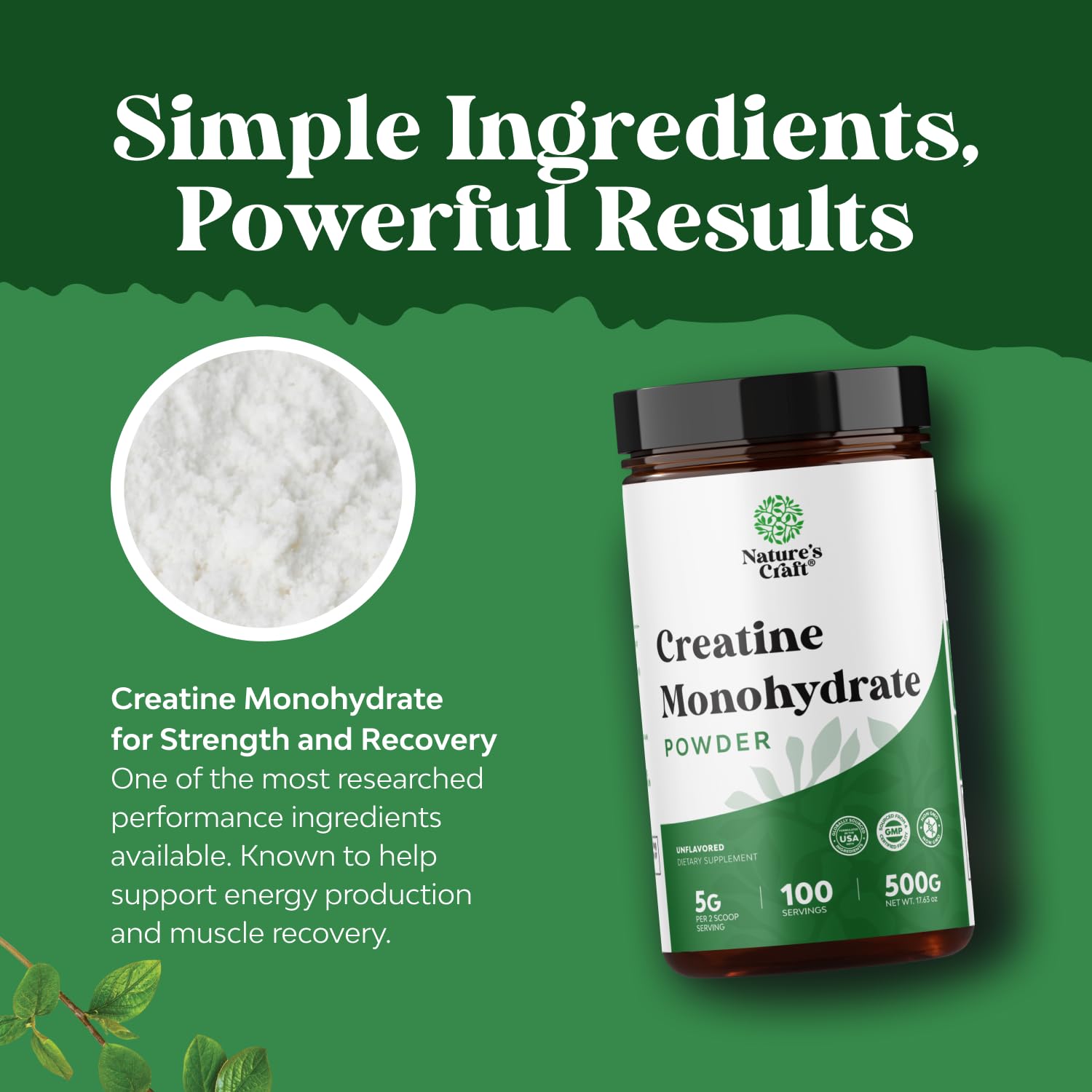 Creatine Monohydrate for Pre and Post Workout Support - 100 Servings — Amazon image 5