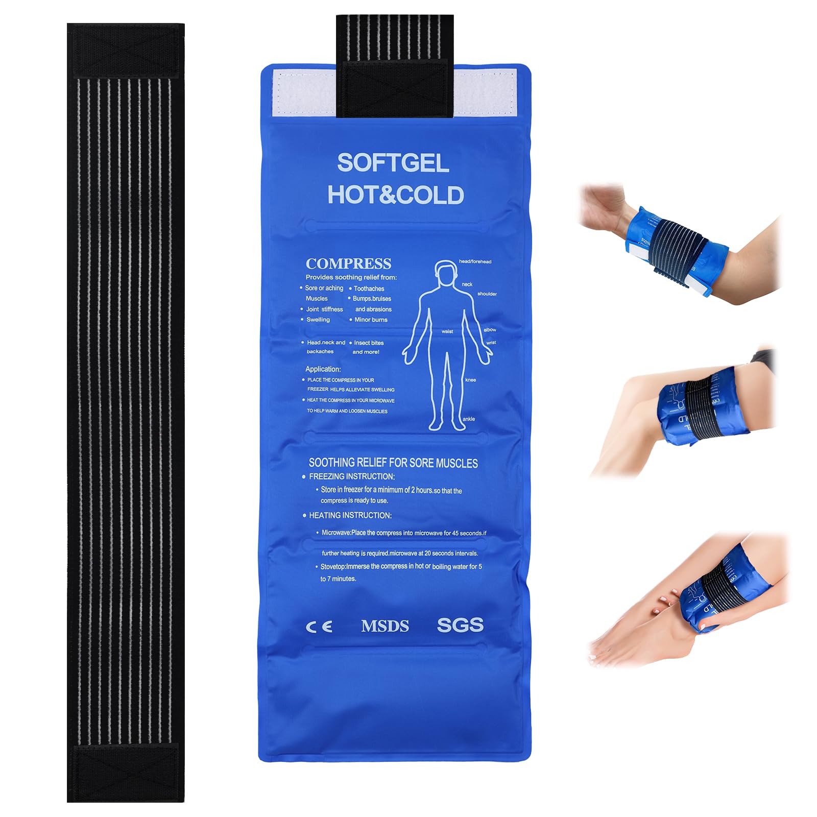 Groß Kühlpads Gel Ice Pack, 44,5 x 17,5 cm Wiederverwendbare Kühlpads