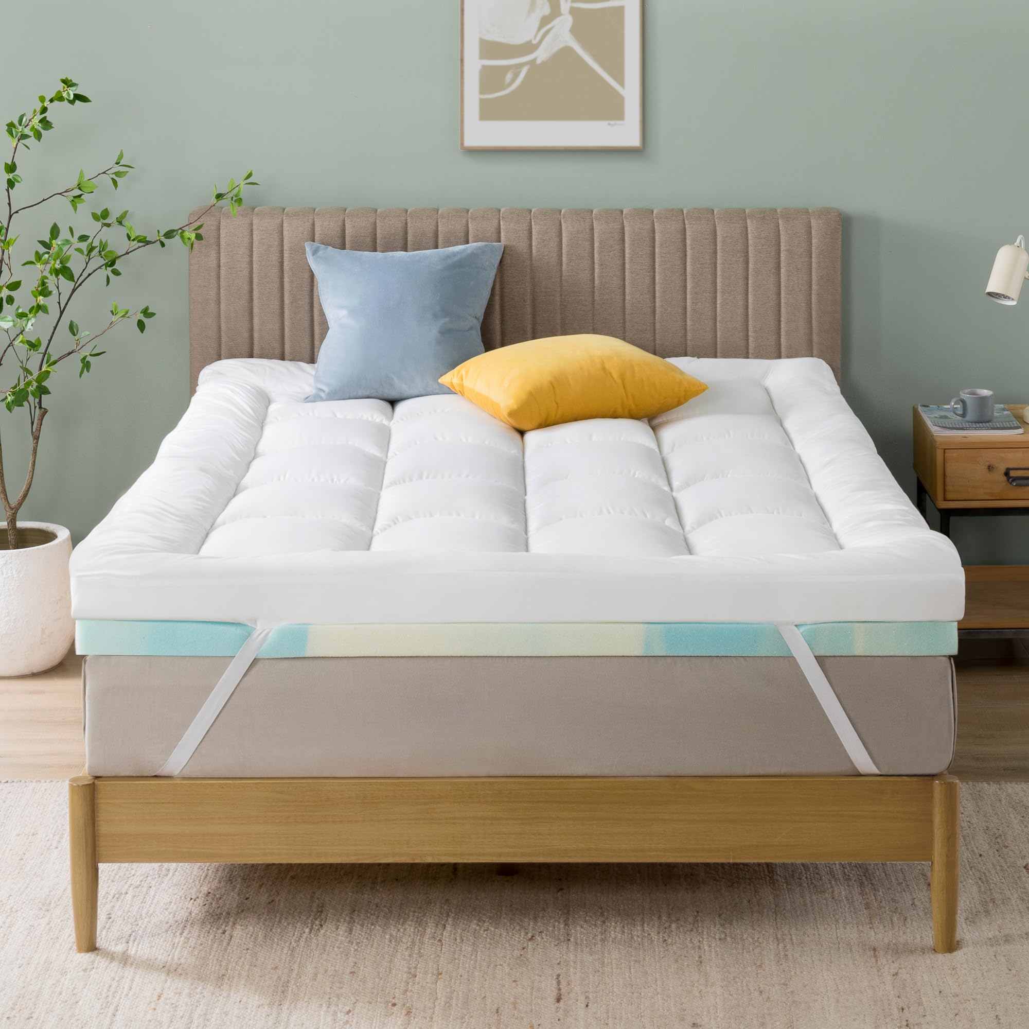 Zinus Matratzentopper 140x200 cm, 10 cm kühlender Airflow-Schaum, mittlere Festigkeit, weicher atmungsaktiver Bezug, maschinenwaschbar