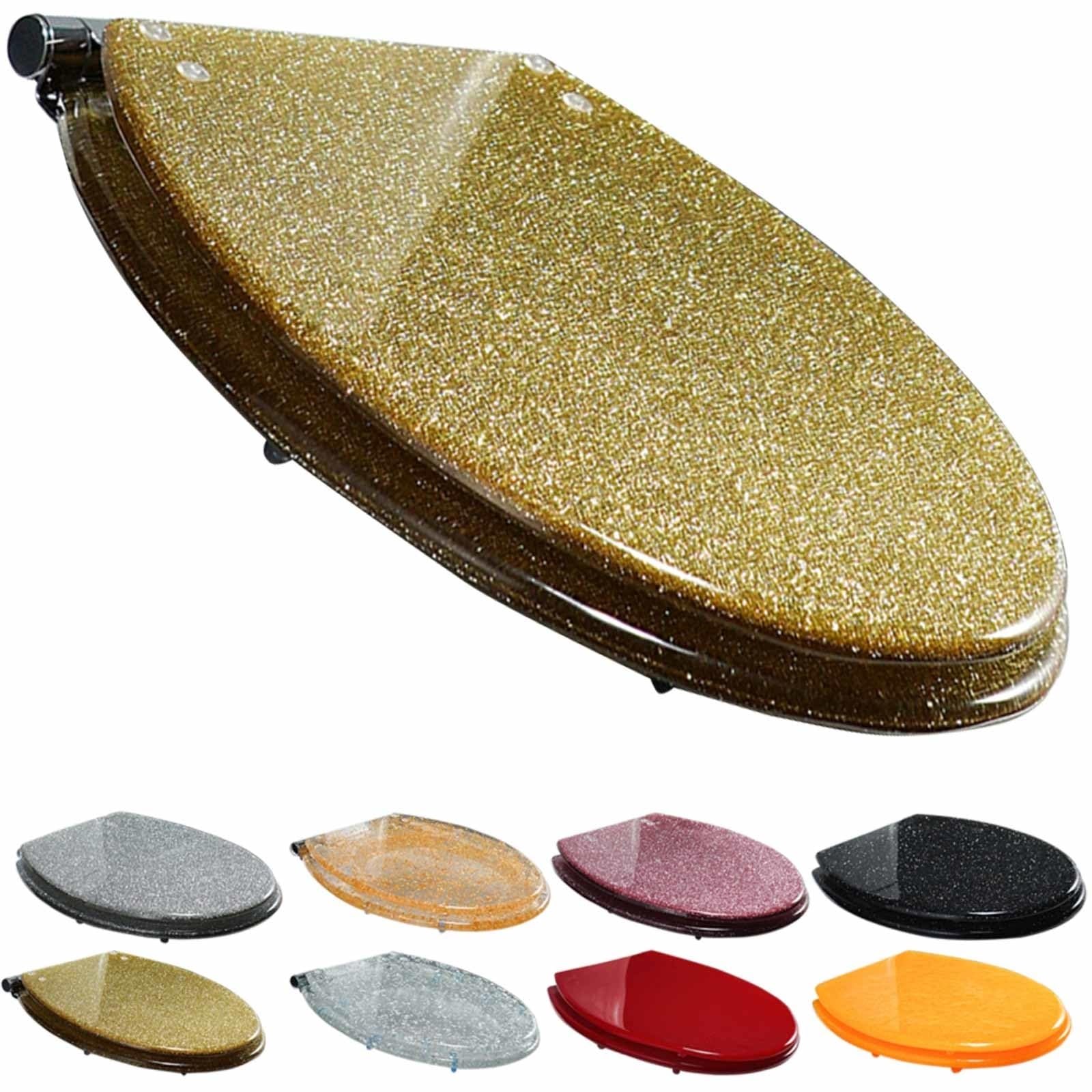 Soft Close Toilet seat, Heavy Duty Glitter Quick Release with/Bottom Fixing Easy Installation for Most Toilets, Heavy, Close, Quick, Duty, Soft, seat, Toilet, Glitter