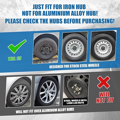 Miniatura 6 de Winjet Tapacubos universales de 14 pulgadas, juego de 4 tapacubos de repuesto de material ABS para automóvil, camión, SUV, camioneta (14 pulgadas,