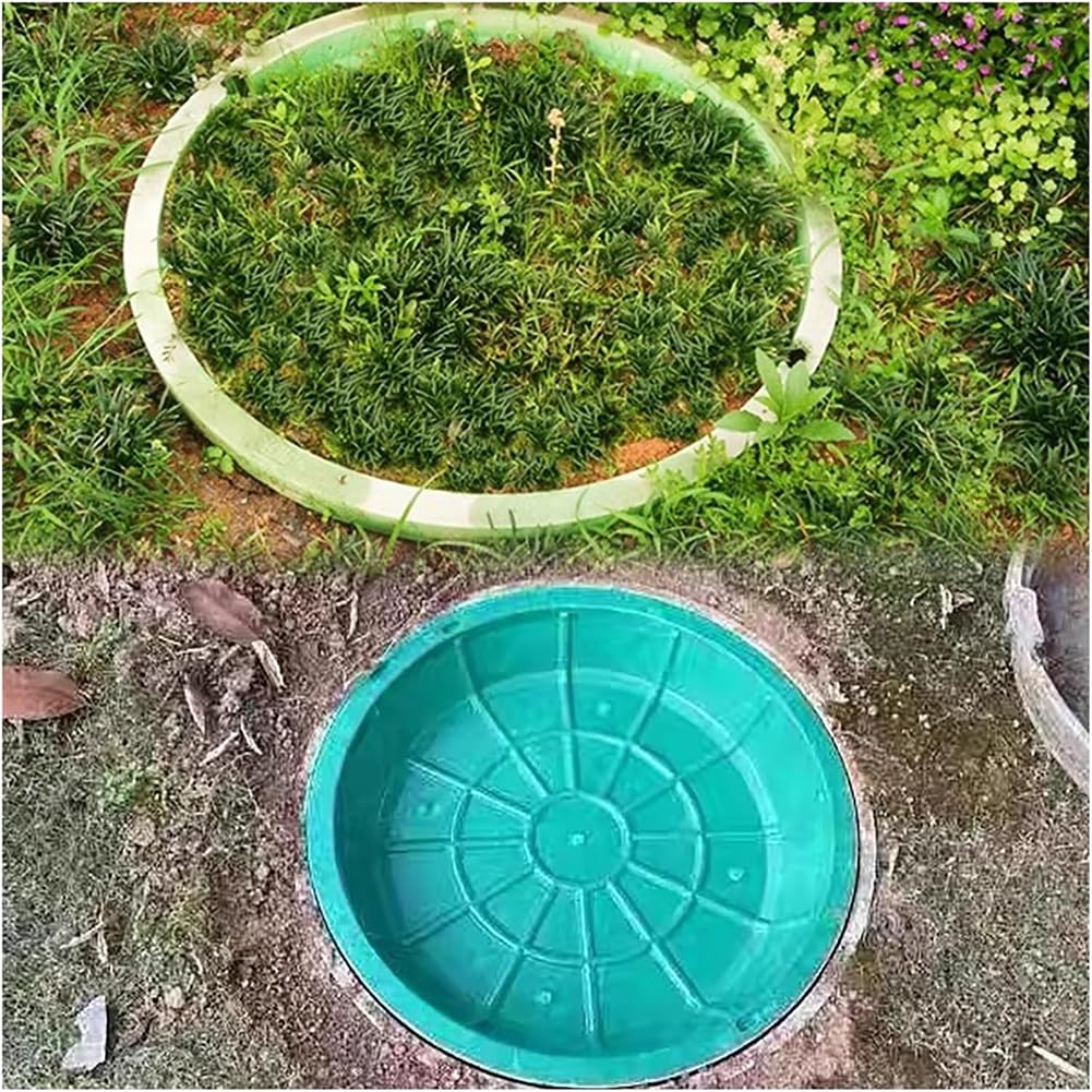 GJMSSMY Invisible Manhole Cover & Frame, Stylish Septic Column Covers, In-Ground Well Covers for Drainage, 50cm/19.6in, & Secure Outdoor Solution