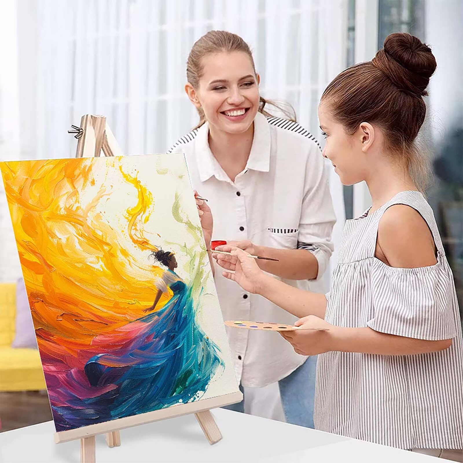Dipingere con i Numeri Architettura astratta Dipingi con i Numeri per Adulti Bambini, Paint by Numbers con 3 Pennelli Colori Pittura a Pigmento