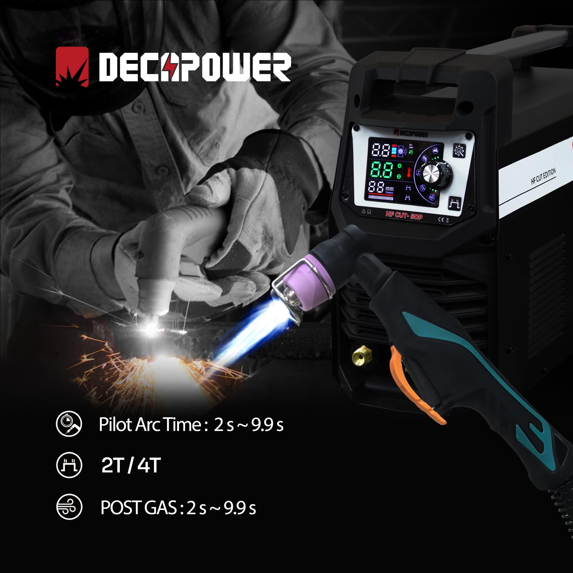 DECAPOWER macchina da taglio al plasma ad arco con driver HF CUT-50P 50Amp 220V Con arco di impatto del driver Taglio (Accessori standard)
