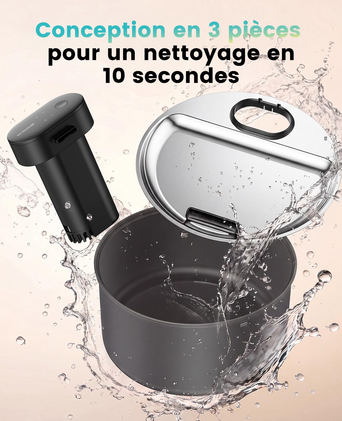 oneisall Fontaine à Eau sans Fil pour Chat 3,2 L, Bac en Acier Inoxydable | Pompe Intégrée SilentFlow™ 20 dB, Batterie 4000 mAh, autonomie 45j, recharge USB-C, 3 Modes d'Eau, ABS/PP certifié ISCC