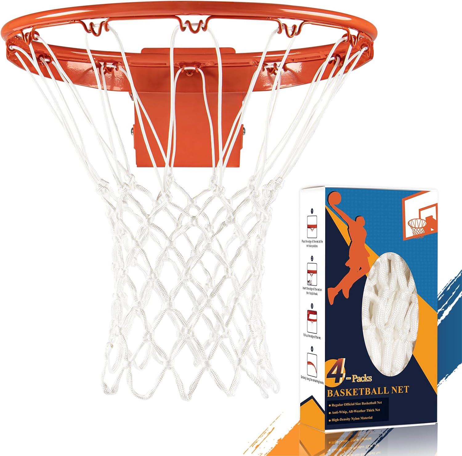Professional Basketball Net Replacement, Heavy Duty Nylon 12 Loops, All Weather Anti-Whip Basketball Hoop Net Fits Standard Indoor Outdoor Rims, Gift Box Packaging (Net Only)