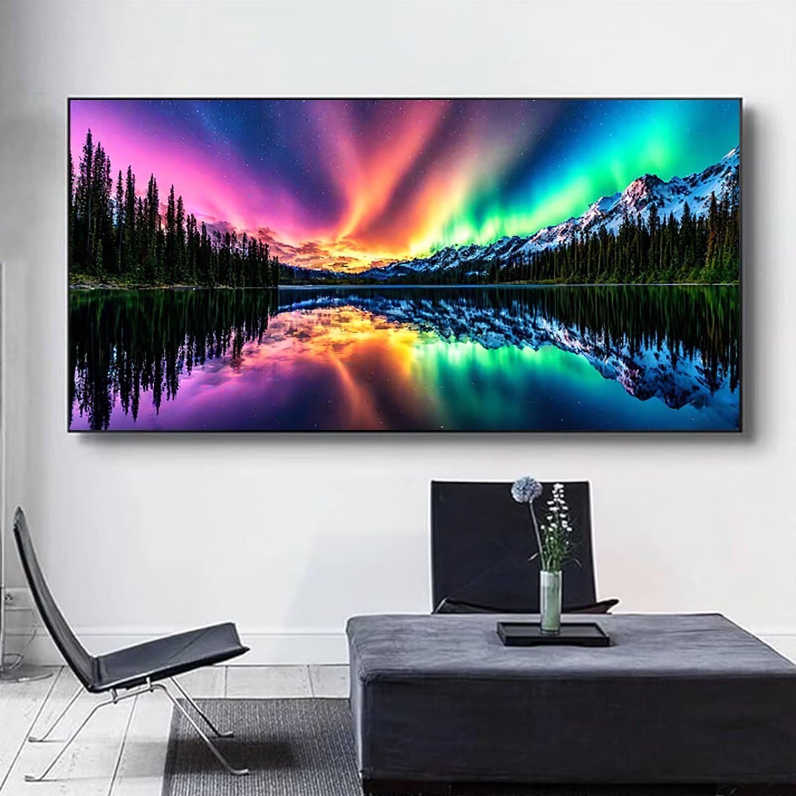 Malen nach Zahlen Kinder Aurora Malen Nach Zahlen Erwachsene, Geschenke für Mädchen Junge Bastelset Set, Malen nach Zahlen Berg | Malen nach Zahlen Ohne Rahmen, (60x120cm) Bastelset Erwachsene Q-9