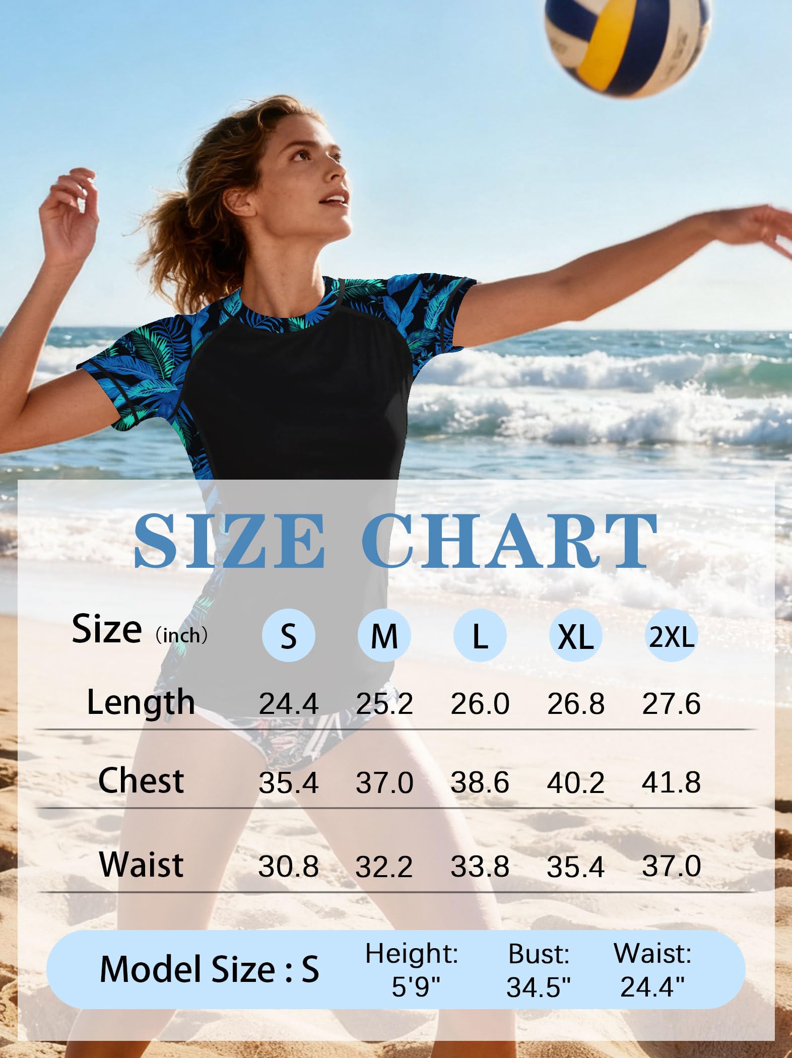 ANGEL CITIZ Rash Guard Femme Anti UPF 50 + T-Shirt de Plage Respirant Manches Courtes, Séchage Rapide Protection Solaire pour Surf Natation et Voyage