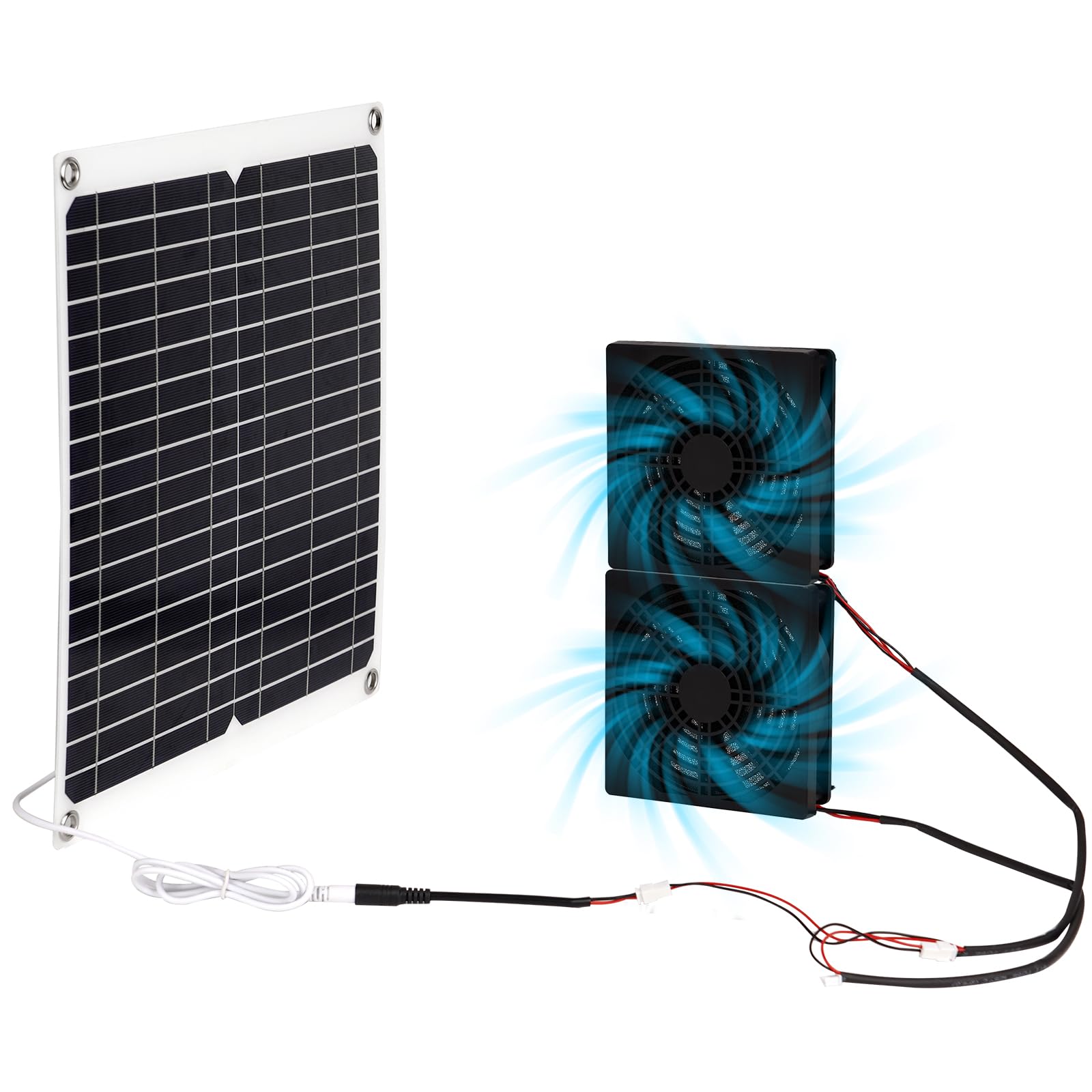 Kit Ventilatore Solare Con Pannello Solare Da 15 W, Impermeabile A Energia Solare, Doppio Ventilatore, Ventilatori Di Raffreddamento Vengono Utilizzati In Pollaio, Serre E Gabbie Per Animali