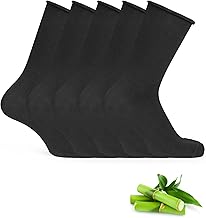 Basic Treasure 5 Pairs of Bamboo Socks for Women, Eco-Tex Certified, Black, No Elastic, Bamboo Socks for Women