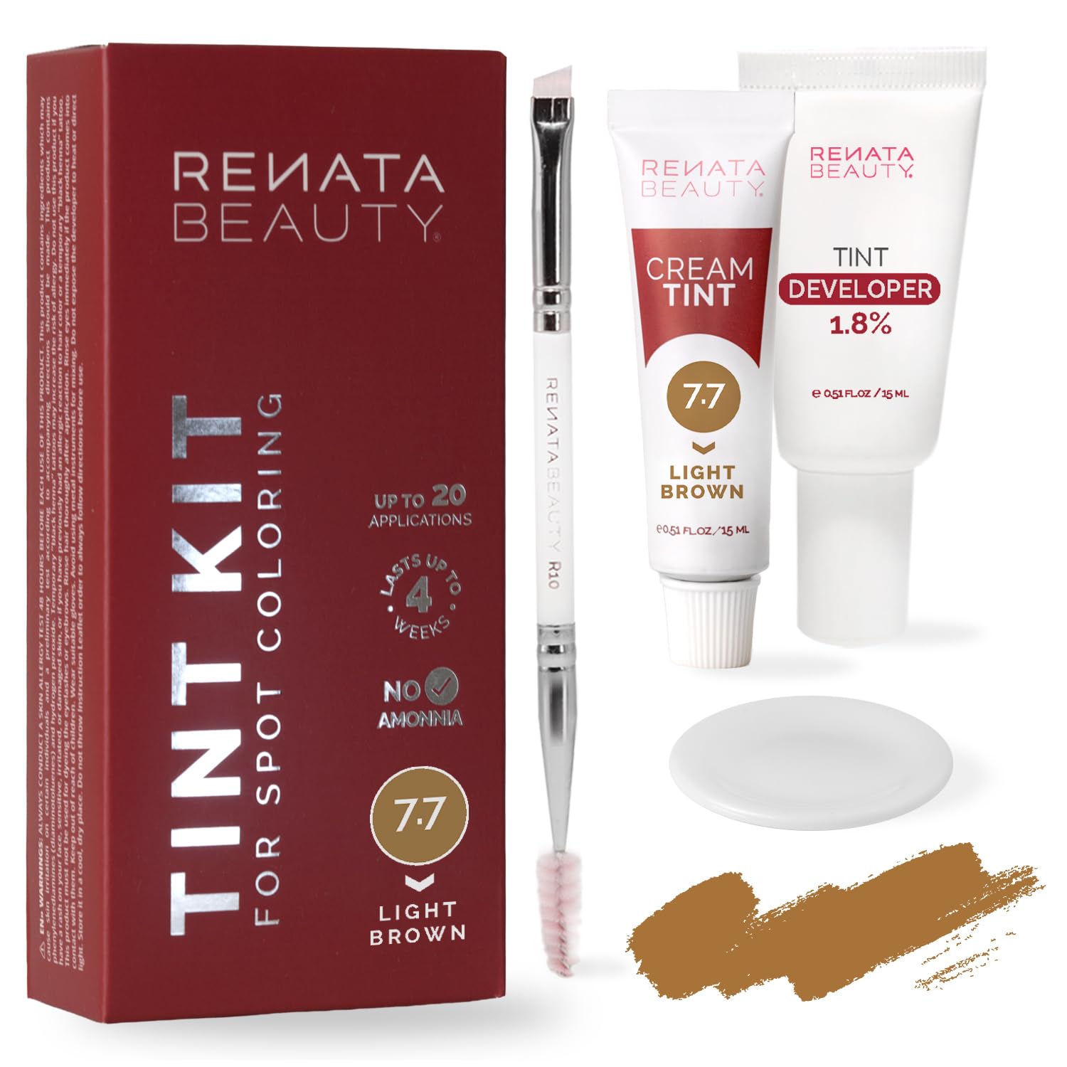 RB RENATA BEAUTY Tint Kit – Cream Hair Dye Kit with Developer and Application Brush for Spot Coloring - Covers Gray Hairs, Smudge-Proof, Long-Lasting