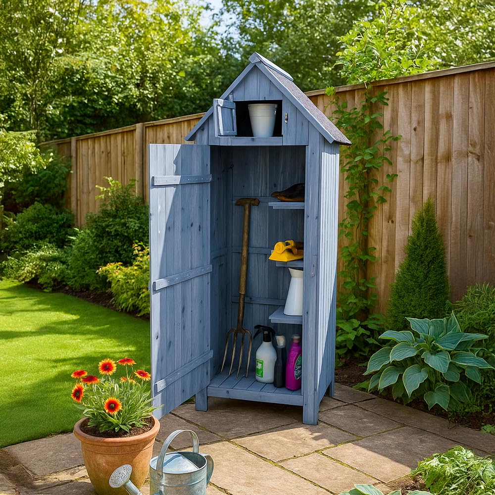 Brundle Online Garden Centre Wooden Garden Tool Shed (Blue)