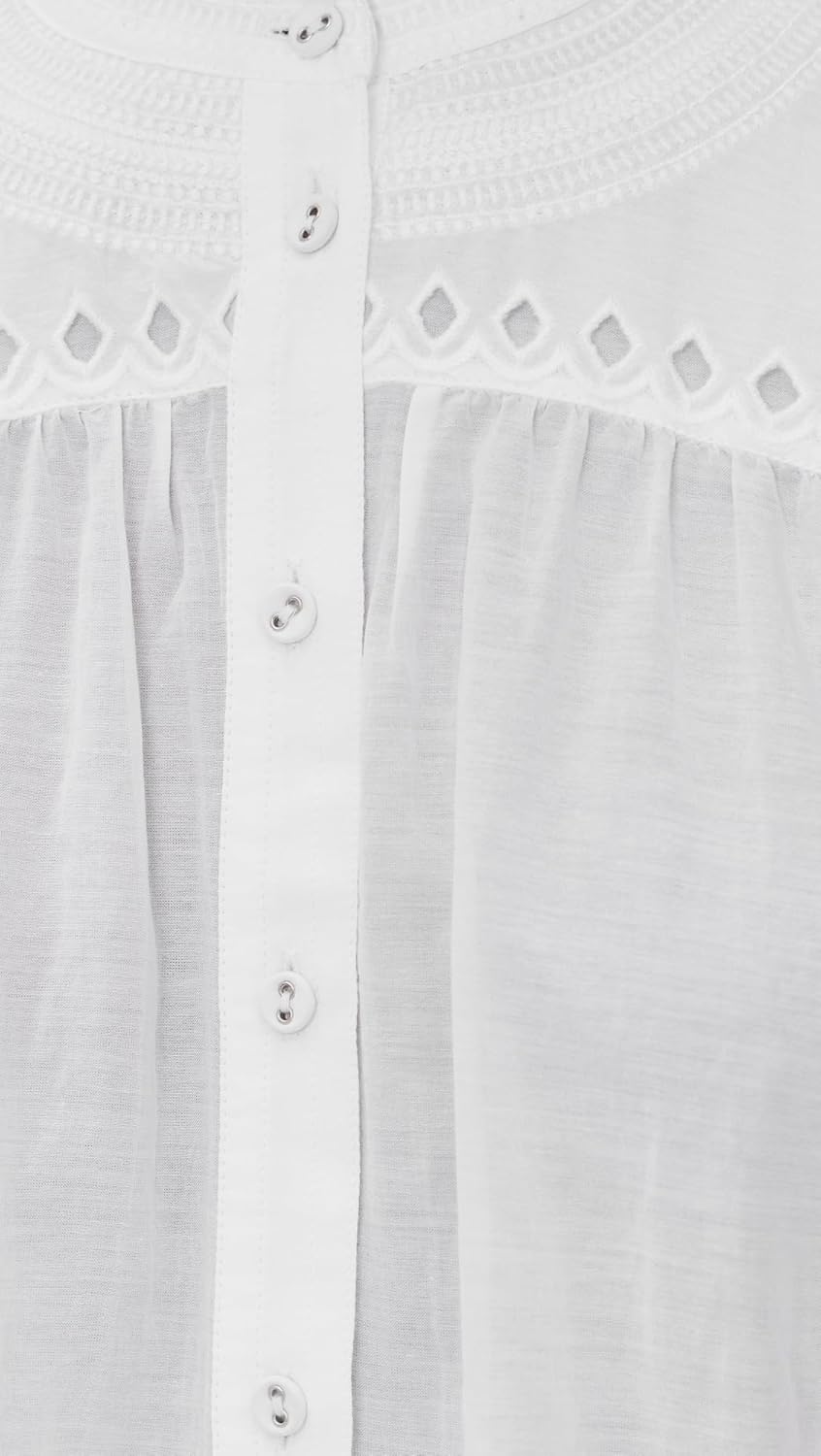 Madewell Women's Embroidered Puff-Sleeve Band-Collar Shirt - Image 6