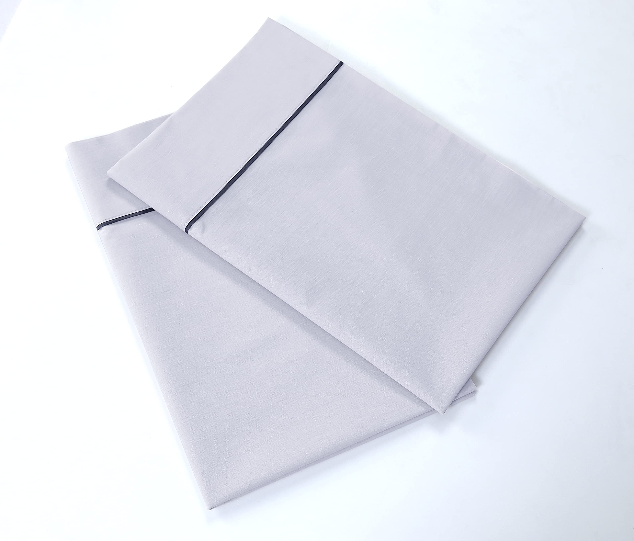 Fundas de almohada 100 % de percal de algodón, paquete de 6 fundas de almohada, fundas de almohada suaves y transpirables, tela ligera, tejido suave y aireado, para ella o él (blanco con puño negro,