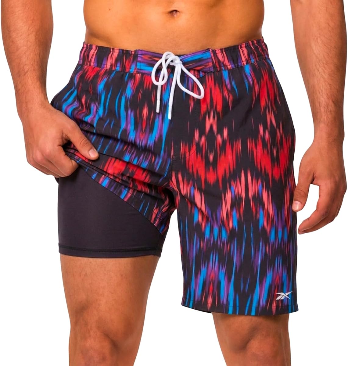 Reebok Men's 9" Swim Trunks, Compression Liner Boardshorts, Bathing Suit | Quick Dry Beach Shorts, Back Pockets with Drainage, Reduced Chafing, 9" Athletic Coverage, Reebok Performance Fit