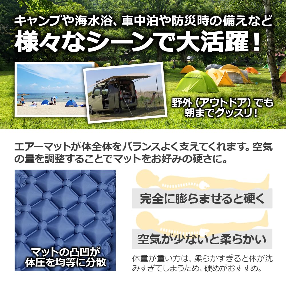 Amazon.co.jp: NCNL(NO CAMP NO LIFE) エアーマット 【厚さ約7～16CM