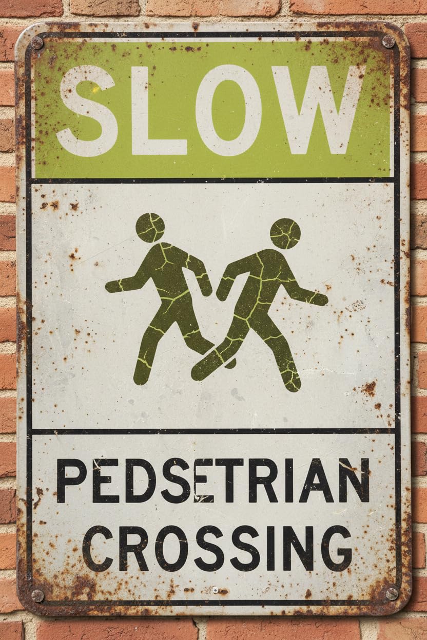 Slow Pedestrian Crossing Tin Sign, 8x12 Inch
