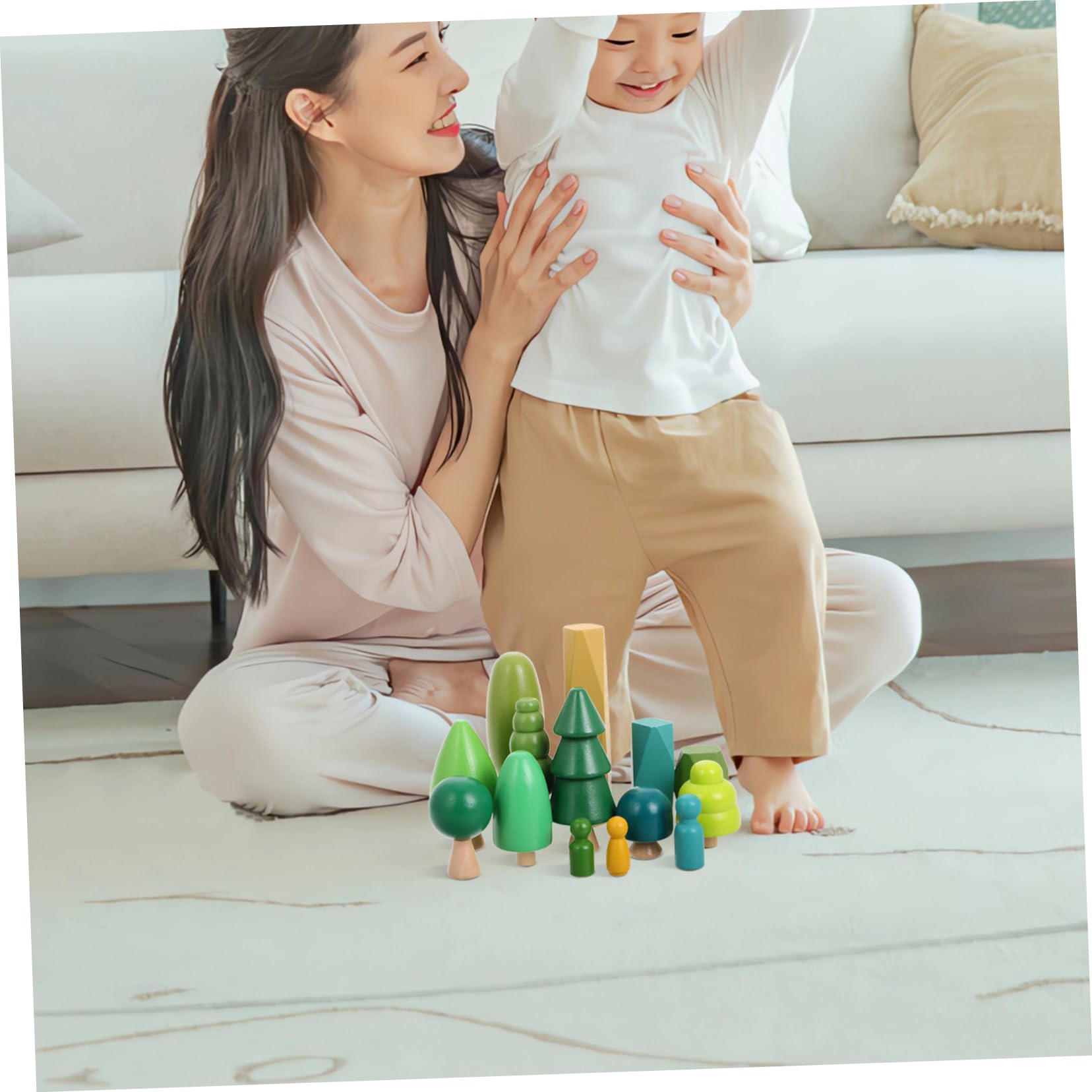 WOONEKY Mini Holzbaum Für Junge Mädchen Robustes Pädagogisches Spielzeug Hand-Augen-koordination Und Greiffähigkeit Für Vorschulkinder Und Kreative Spielzeit