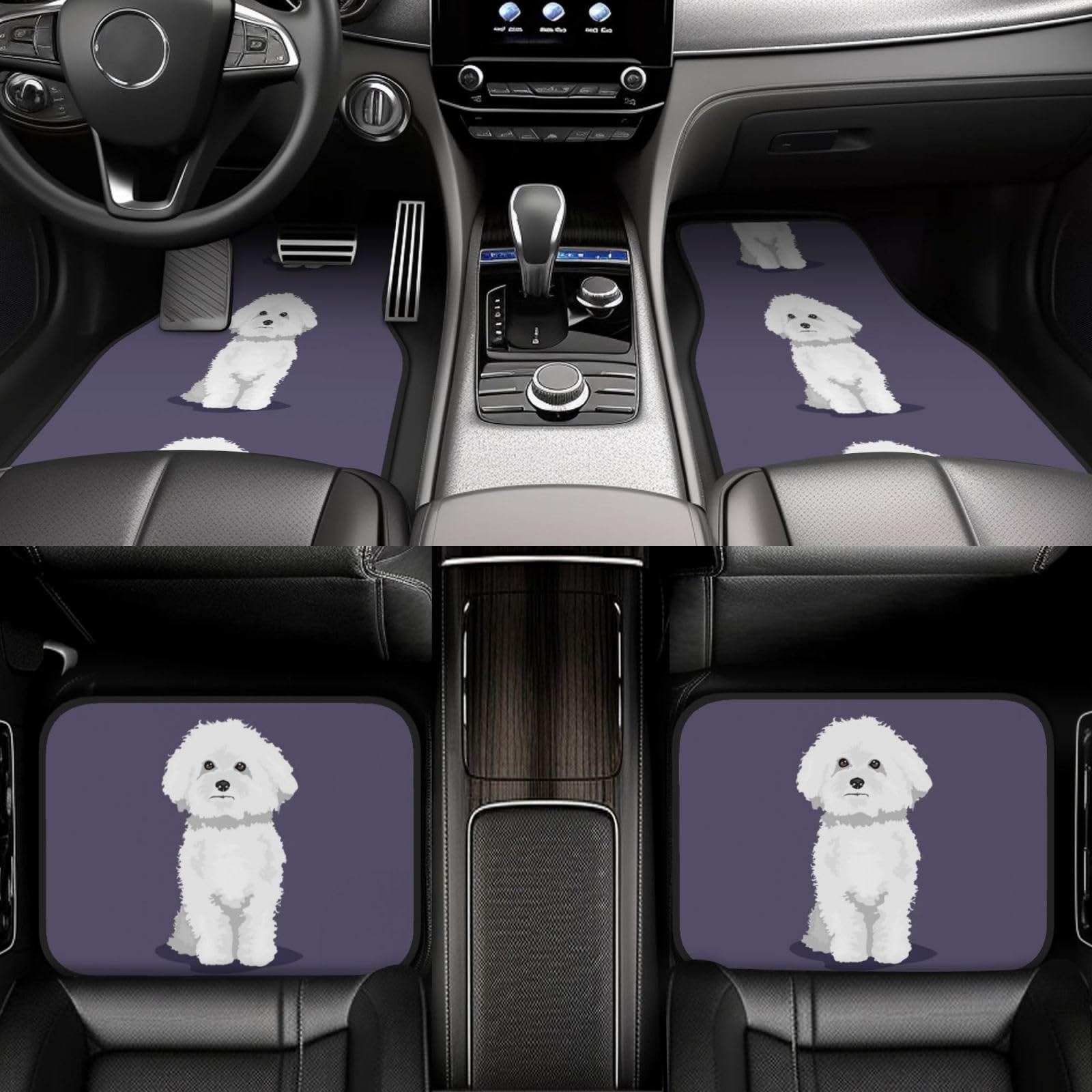 Weißer Bichon Frisé, 4er-Set Auto-Fußmatten, Neopren-Fußmatten für Fahrzeuge, rutschfeste Auto-Fußmatten, Autozubehör