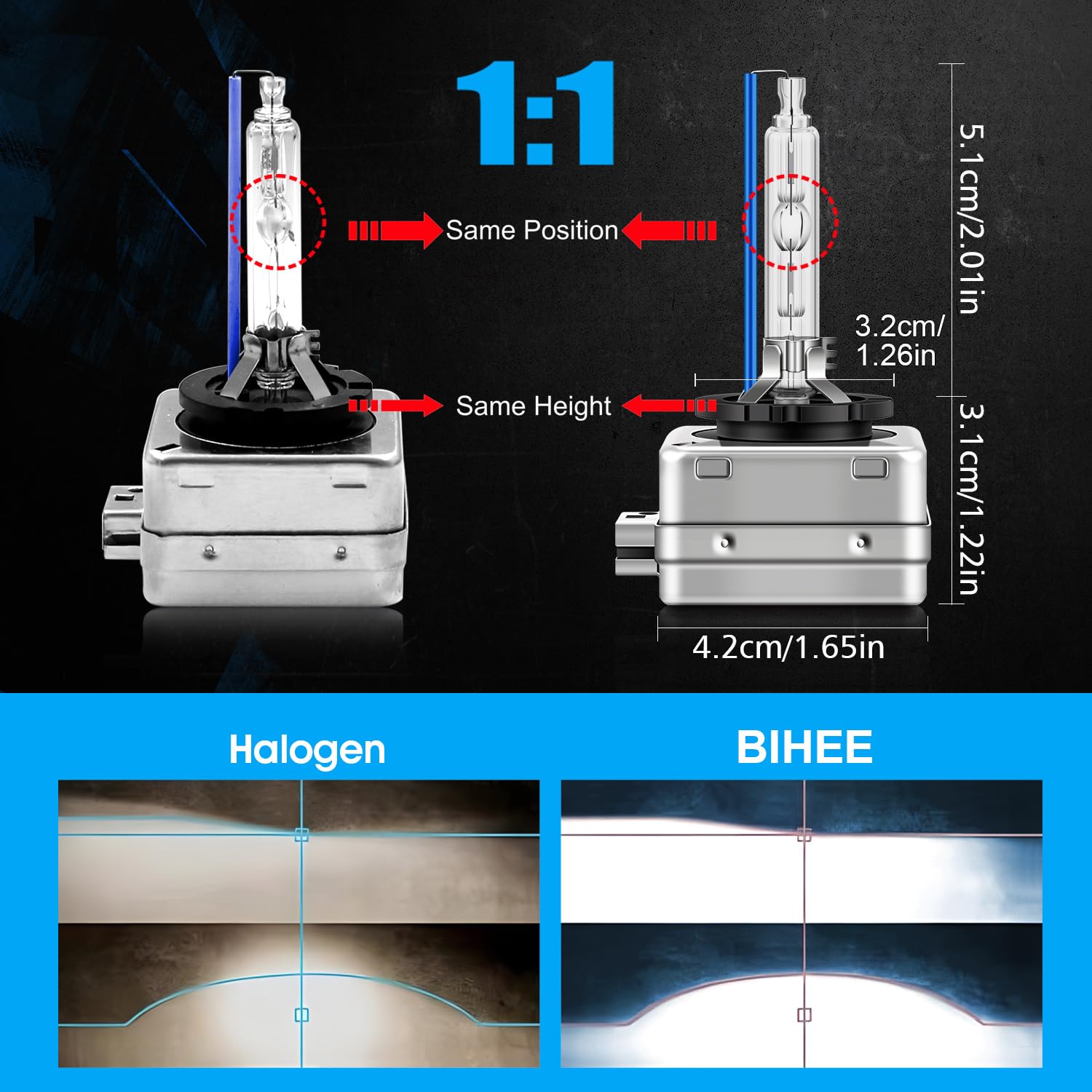 Lampadine Xenon D1S 8000K D1S Xenon HID Lampadine Auto Blu Ghiacciaio 12V 35W Sostituire HID Kit di Conversione, 2 Lampade