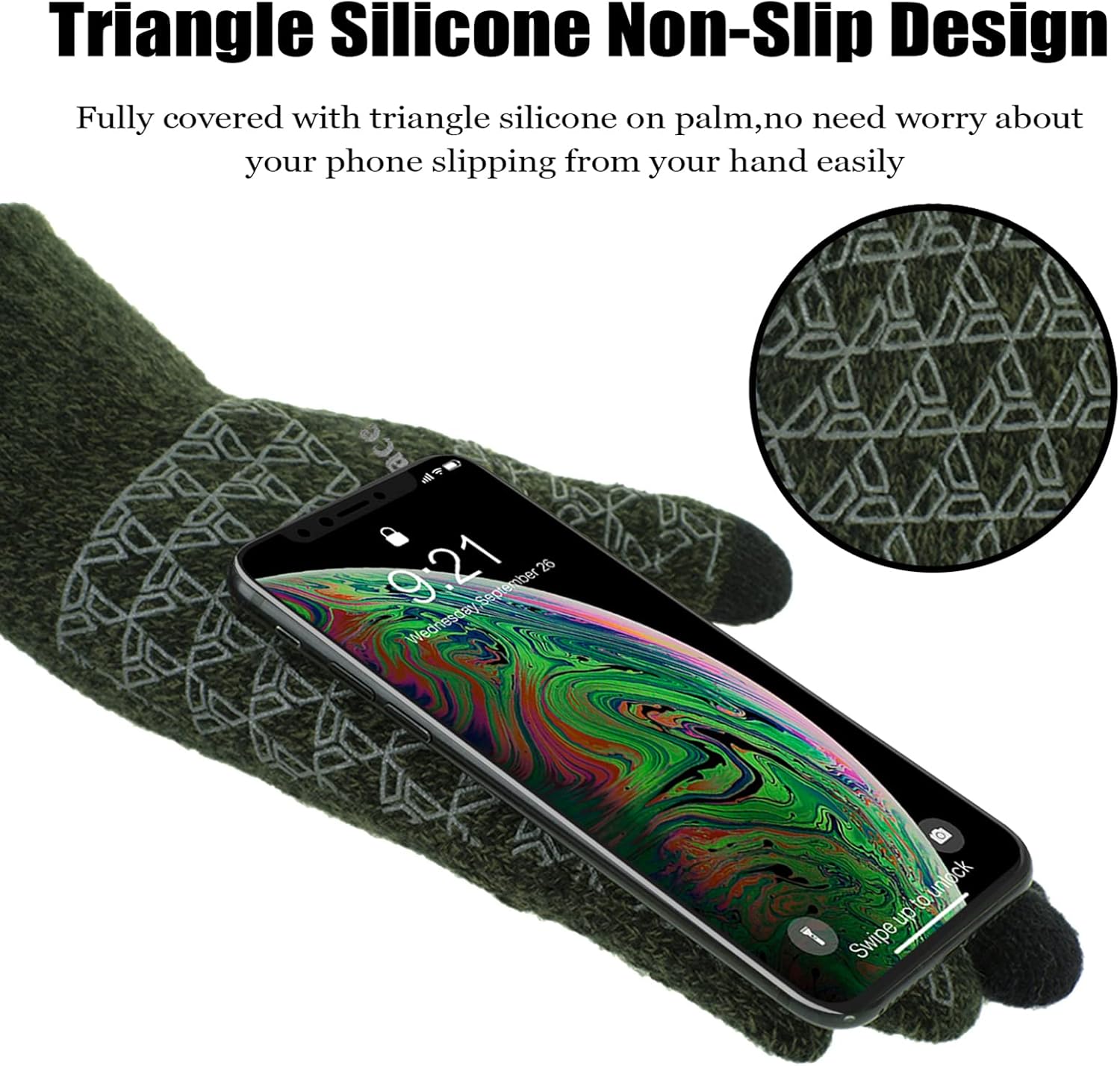 ViGrace Winter Warm Touchscreen Gloves for Men and Women Touch Screen Fleece Lined Knit Anti-Slip Wool Glove - Image 3