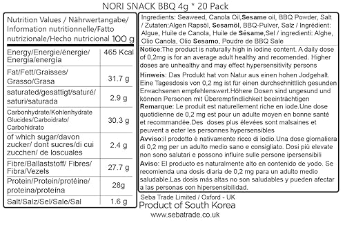 Miniatura 17 de Daechun (Choi's1) Snacks de algas marinas (paquete de 20), original, sal marina, té verde en polvo, vegano, keto, sin gluten, producto de Corea