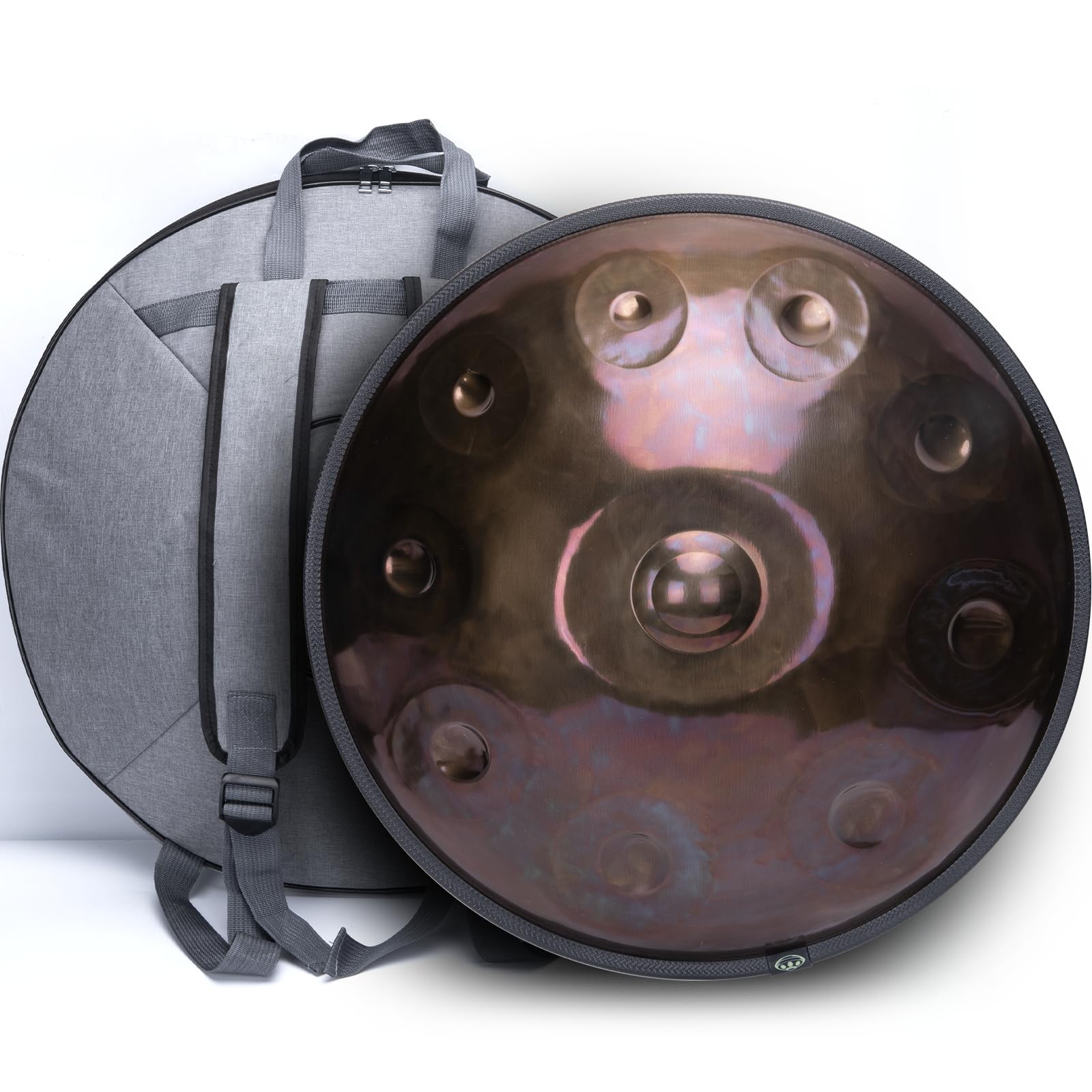 Photo 1 of "SINGOFIRE" New Upgrade Advanced Handpan Drum, Ember Steel Handpan, 10-Notes with Bag, 22-Inch 440Hz D Minor Kurd, Telescopic Drum Stand, Iridescent-Gold