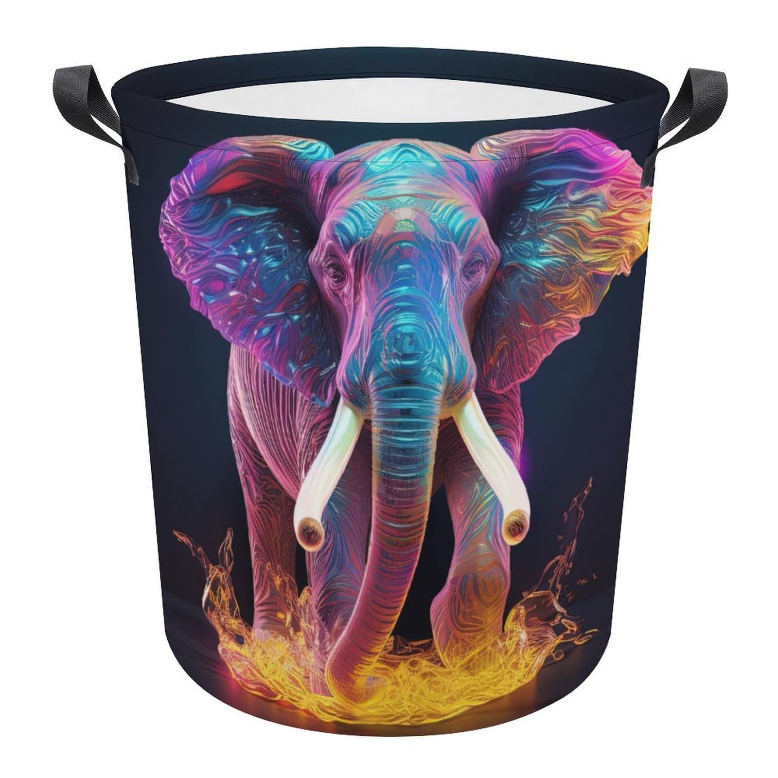 Cubo ropa sucia impermeable con asas reforzadas y diseño de animales salvajes 34x42cm
