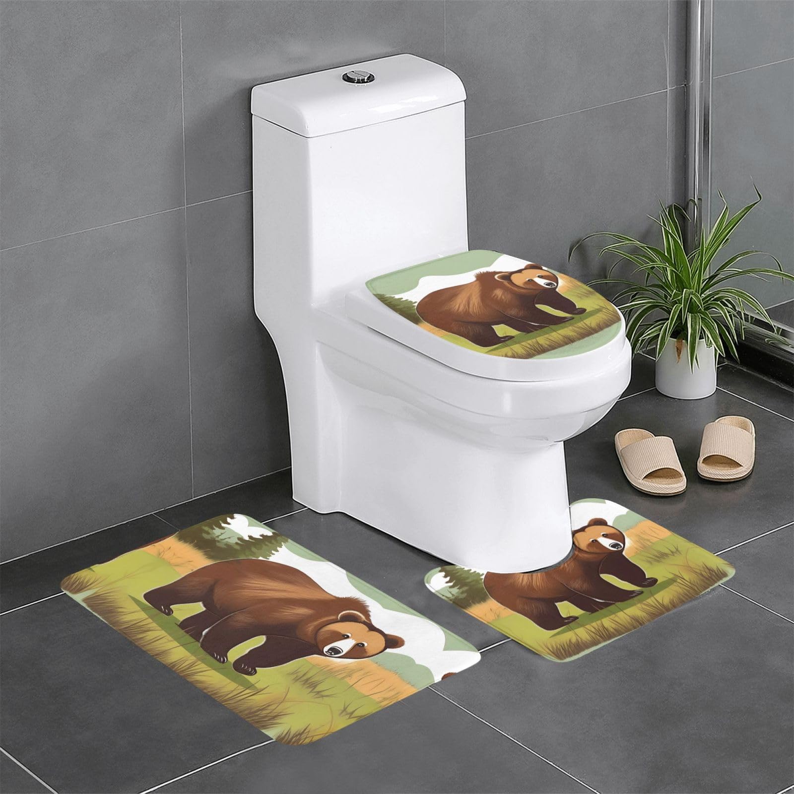 Tapis de salle de bain antidérapant Brown Bear sécurité et confort doux sous les pieds