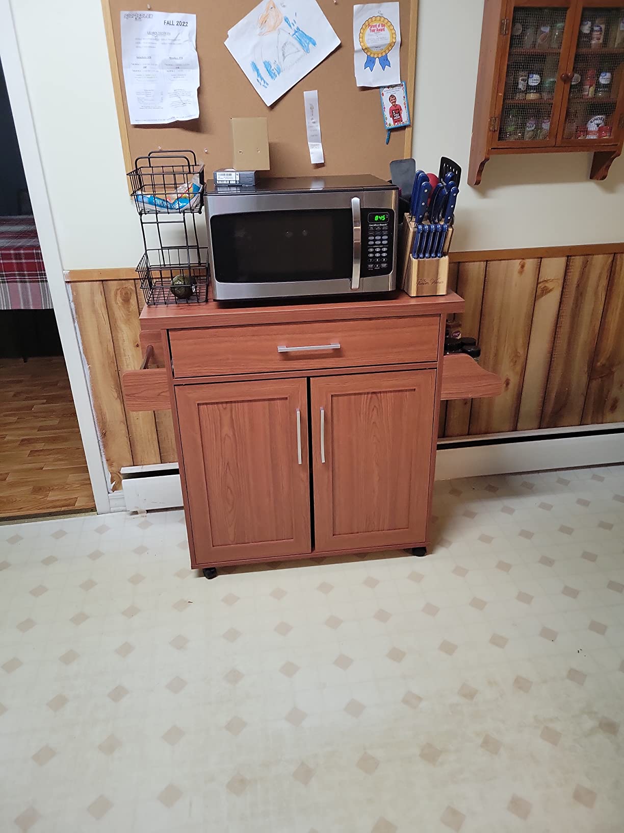 17/mo Finance Hodedah Kitchen Island with Spice Rack, Towel Rack
